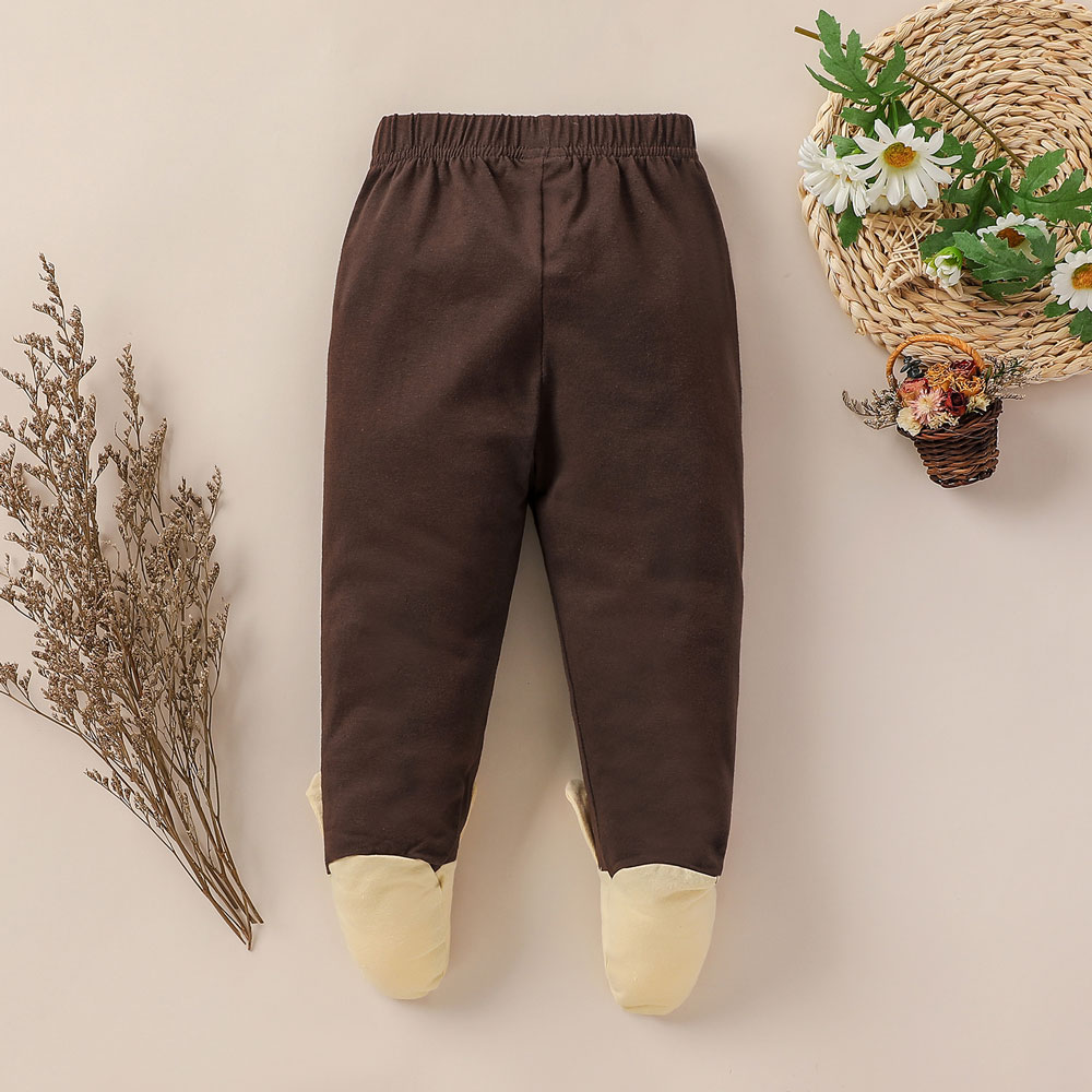 Pantaloni maro cu elastic si picior pentru bebelusi